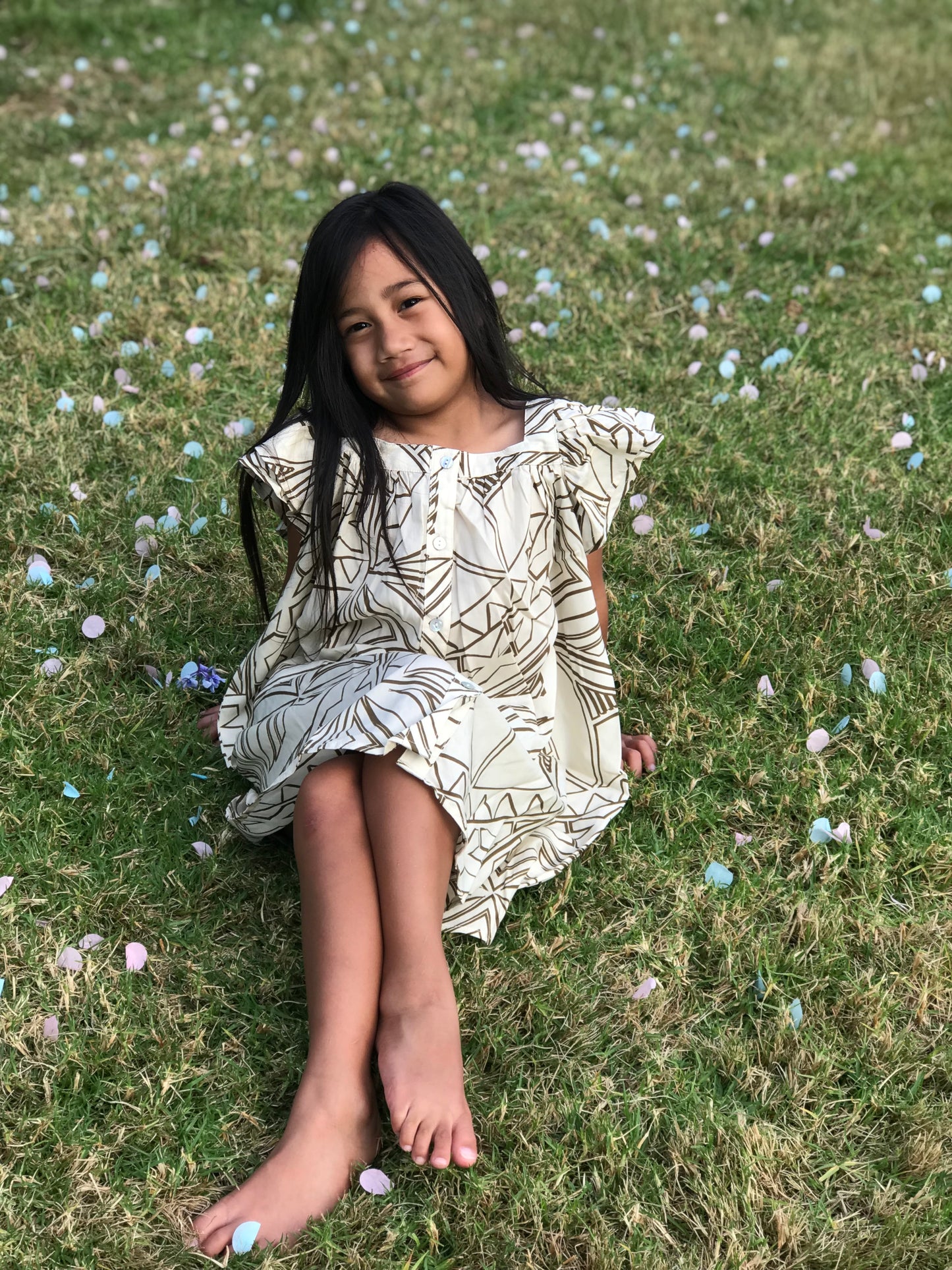 AFIAMALU GIRLS FLUTTER SLEEVE DRESS TD801