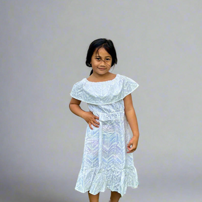 SIALEI GIRL'S TALULA TUALA DRESS-LG1648 WHITE