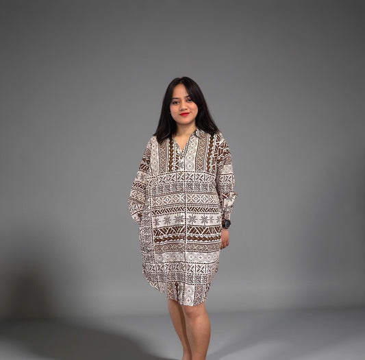 LE ALA L/S BUTTON DRESS TDSH001v