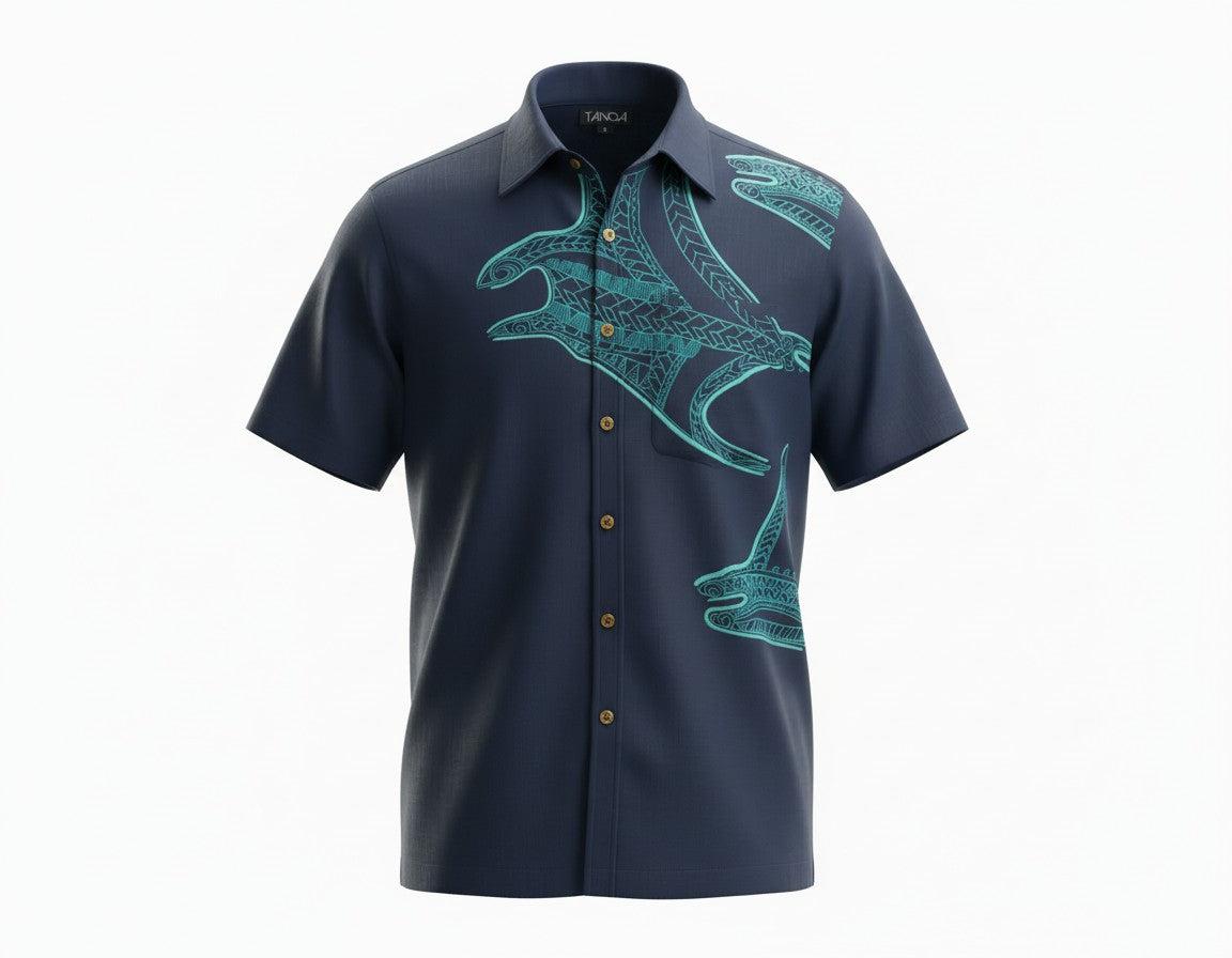 TANOA MENS SILKY DOBBY SHIRTS SS2475 NAVY