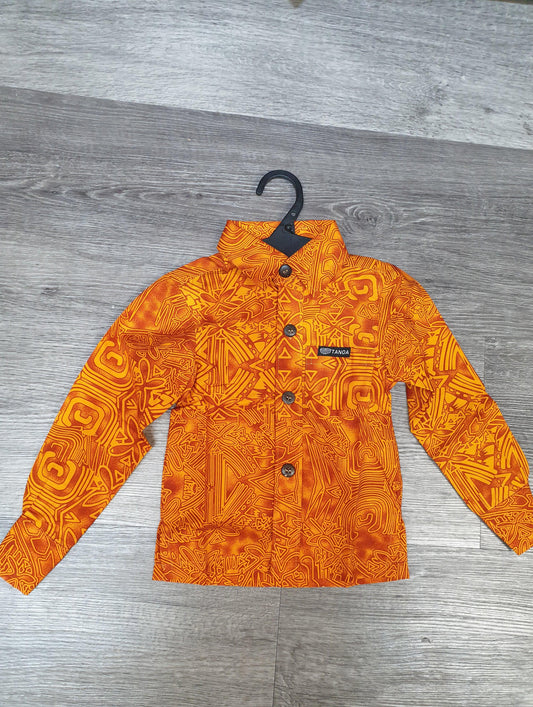 Tanoa Samoa Cotton Boys L/S Bula Shirt - SB735 - Orange