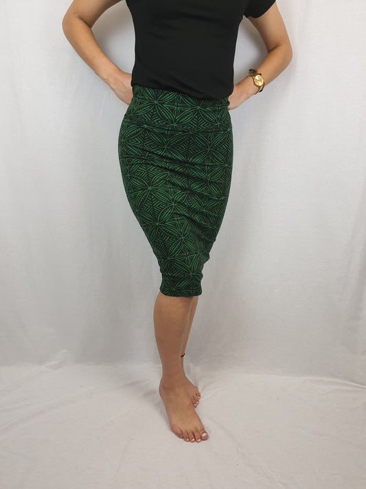 Ladies Tapa Pencil Skirt  - LPS001 -Green
