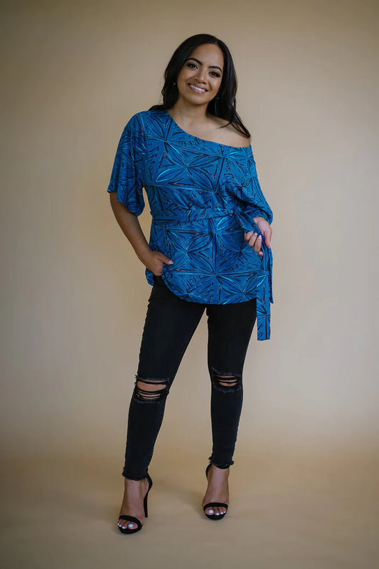 LUANA FLUTTER TOP BLUE- TT134