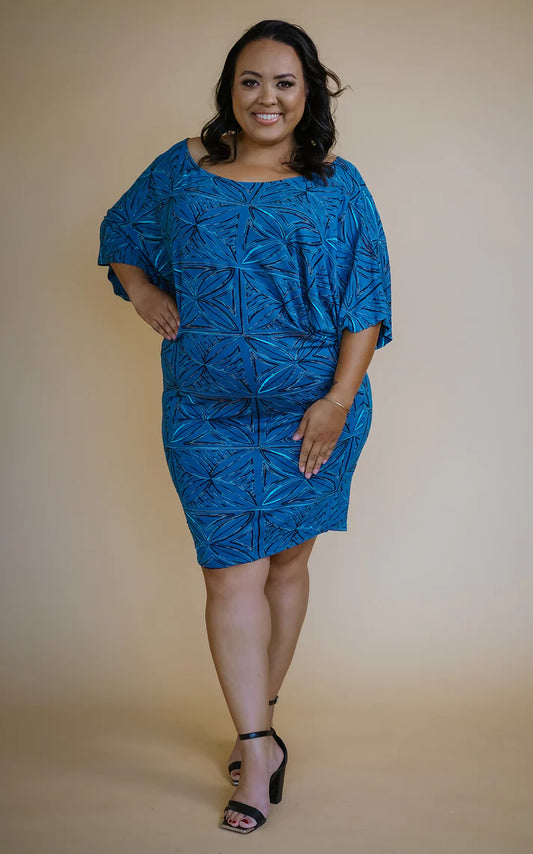 LUANA WING KNIT DRESS BLUE- TD160