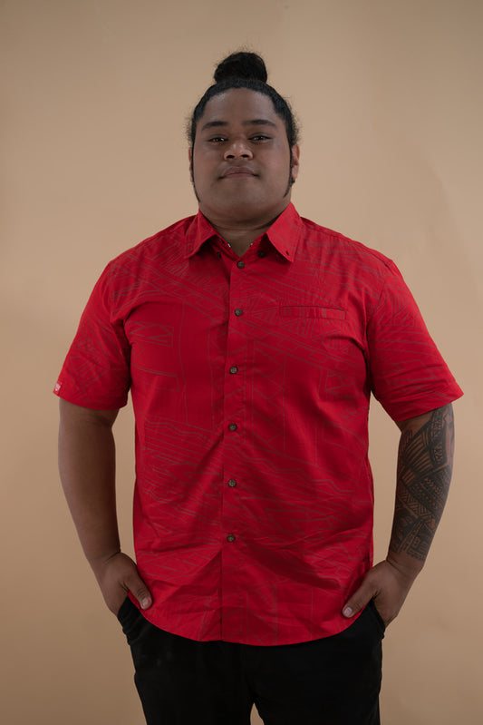 OUTLAW COTTON SATEEN TANOA SHIRT TSCS05- RED