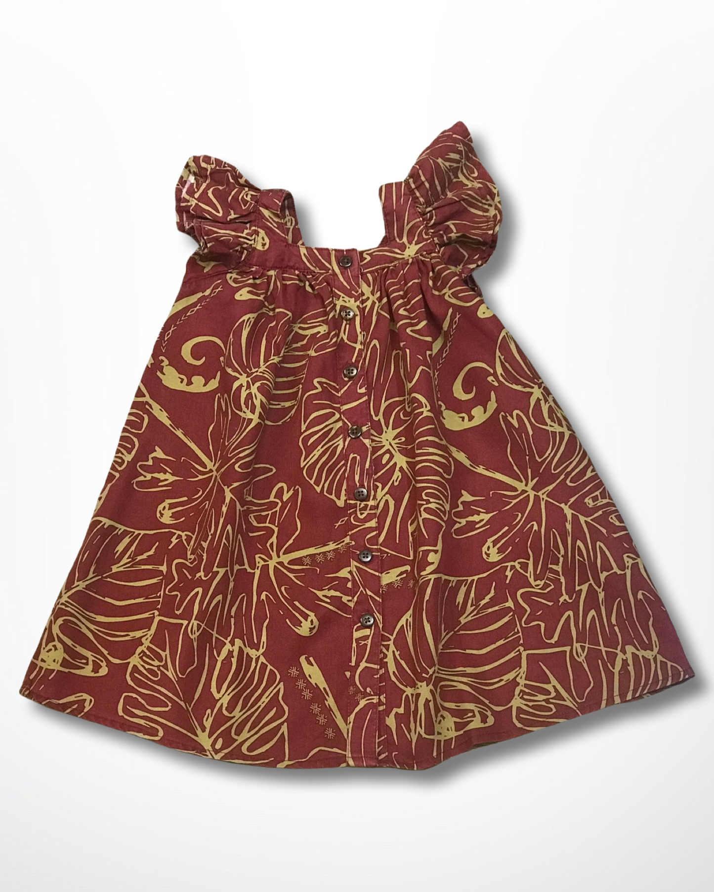 OLOSEGA FLUTTER SLEEVE GIRL'S DRESS BURGDANY
