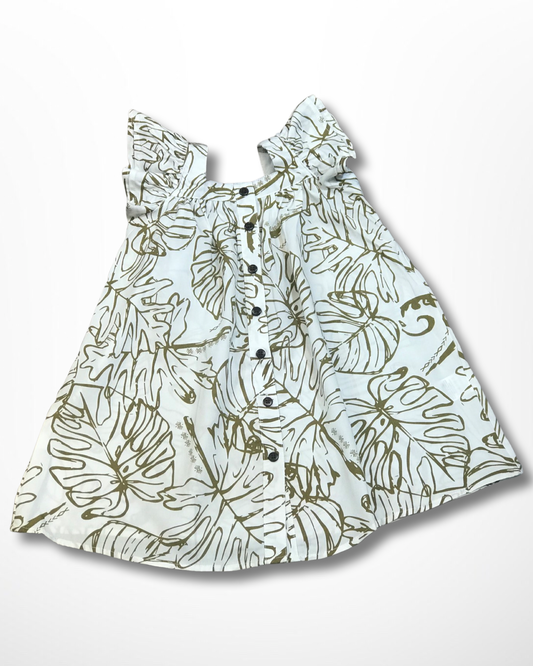 OLOSEGA FLUTTER SLEEVE GIRL'S DRESS OFF WHITE