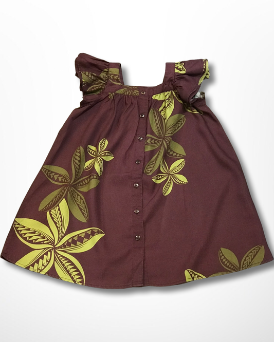 TOLU FLUTTER SLEEVE GIRL'S DRESS BROWN