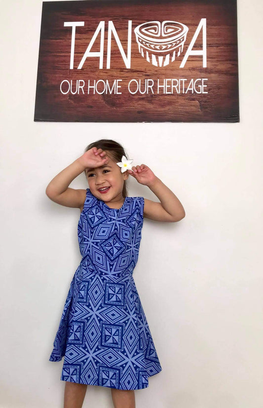 V-Back Girls Dress-LG1022 Blue