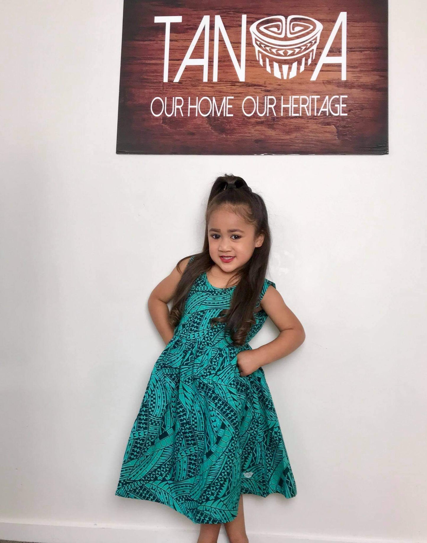 Girls Placket Dress-LG895-Green
