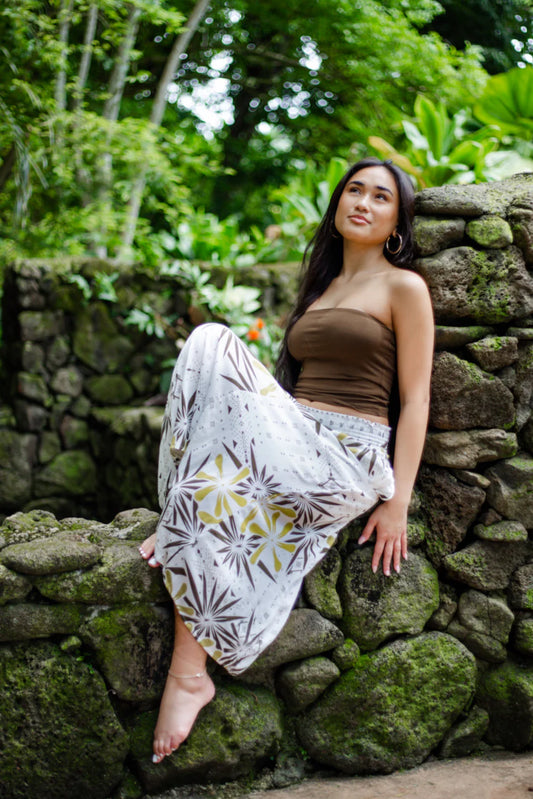 PELE PAEPAE WOVEN A-LINE SKIRT TSK179 WHITE