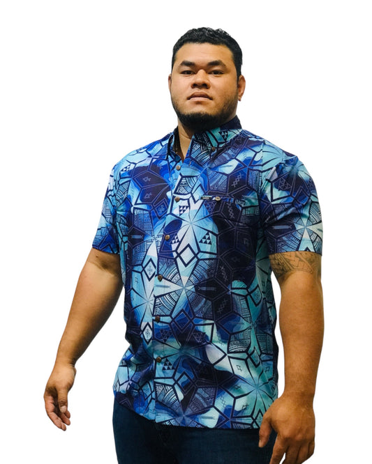 TANOA MEN'S SHIRT SS3011 BLUE SHADE