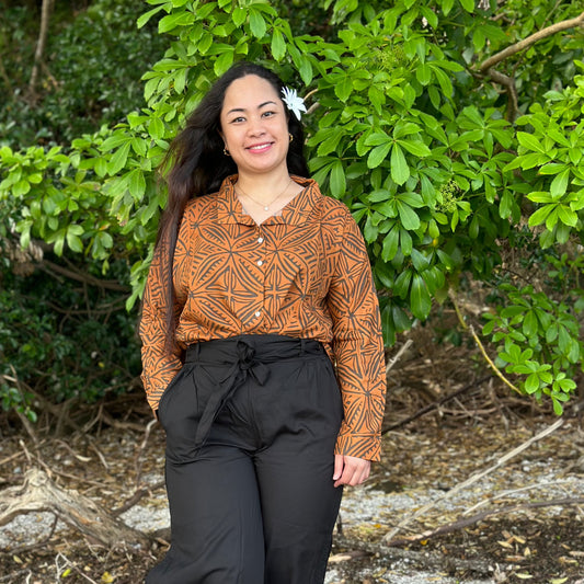 VAILOA DOLMAN BUTTON TOP TT168 BROWN