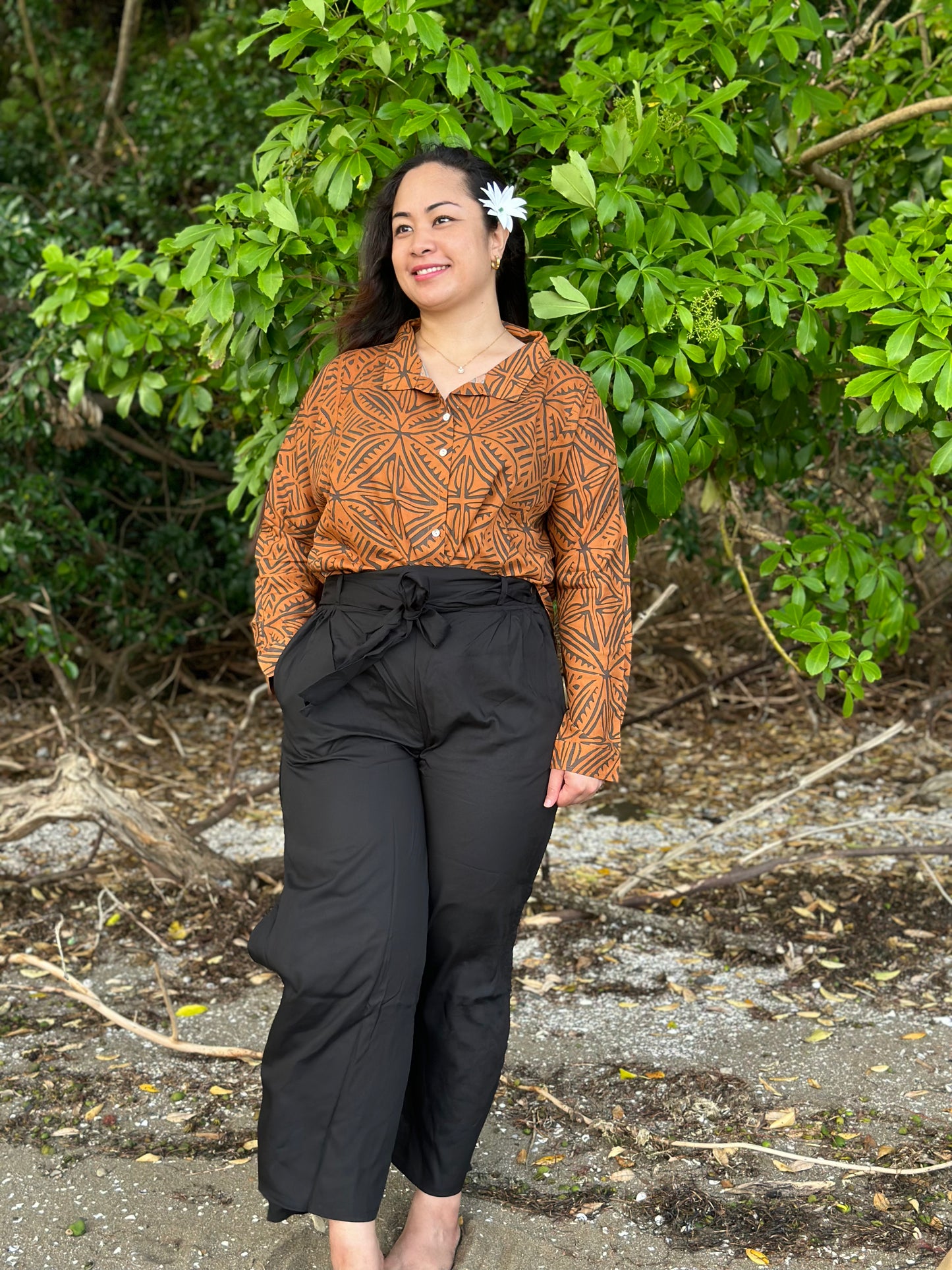 VAILOA DOLMAN BUTTON TOP TT168 BROWN