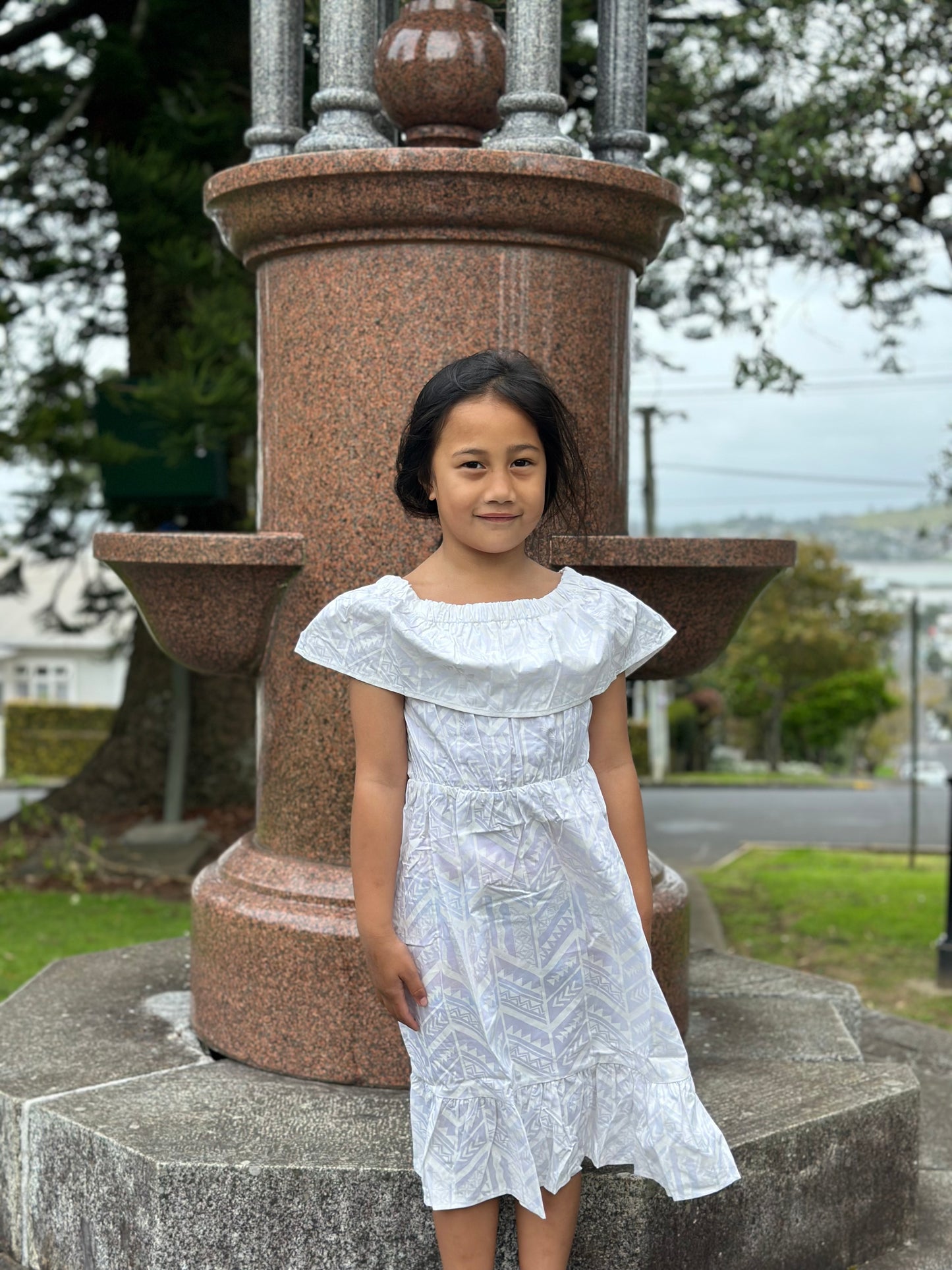 SIALEI GIRL'S TALULA TUALA DRESS-LG1648 WHITE