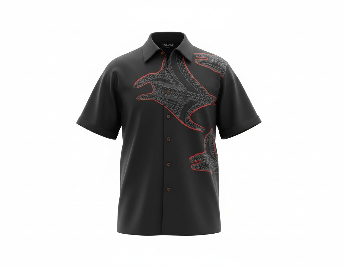 TANOA MENS SILKY DOBBY SHIRTS SS2475 BLACK