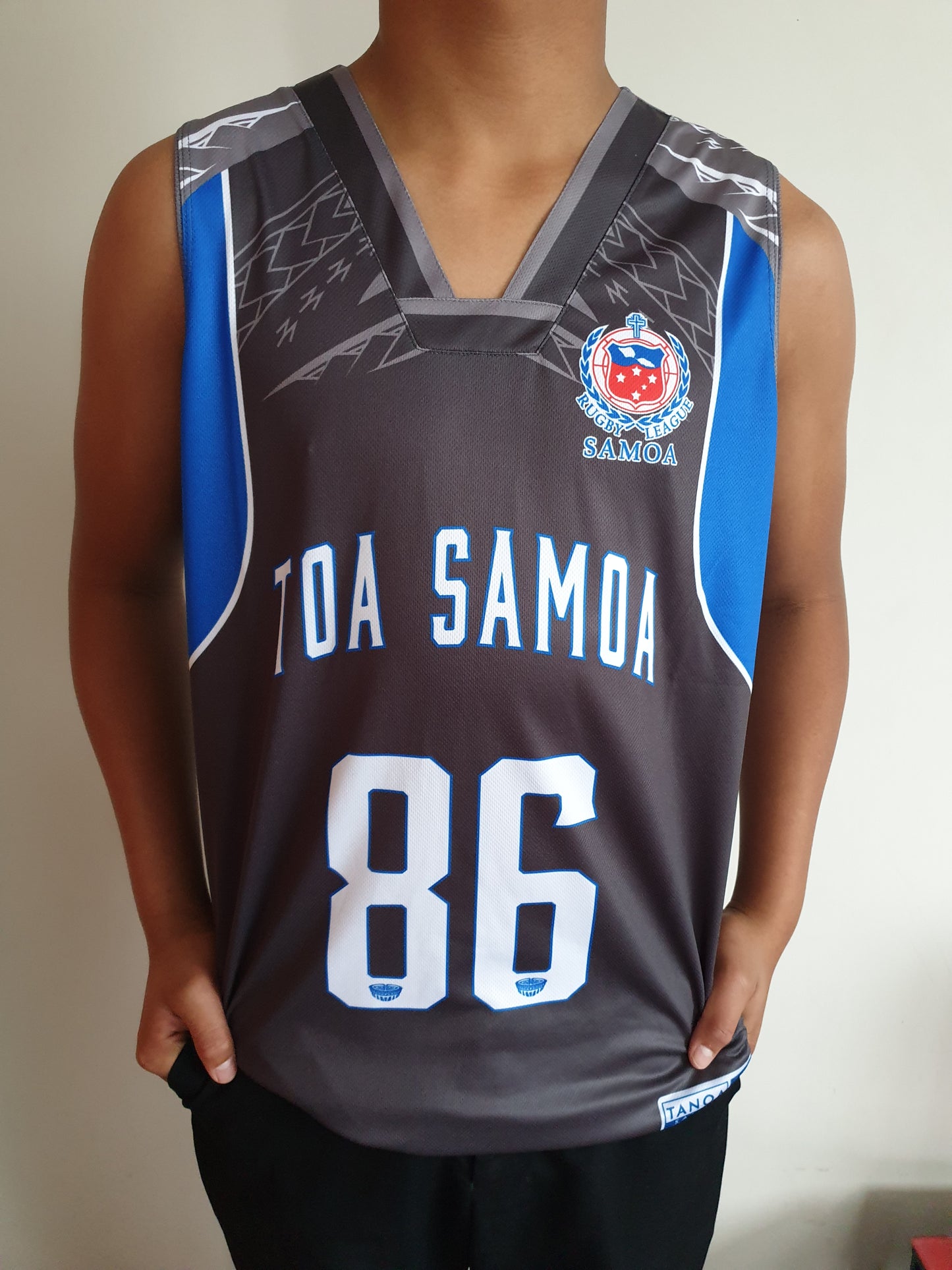 Tanoa Samoa Basketball Vest Liga- TM1904-Charcoal