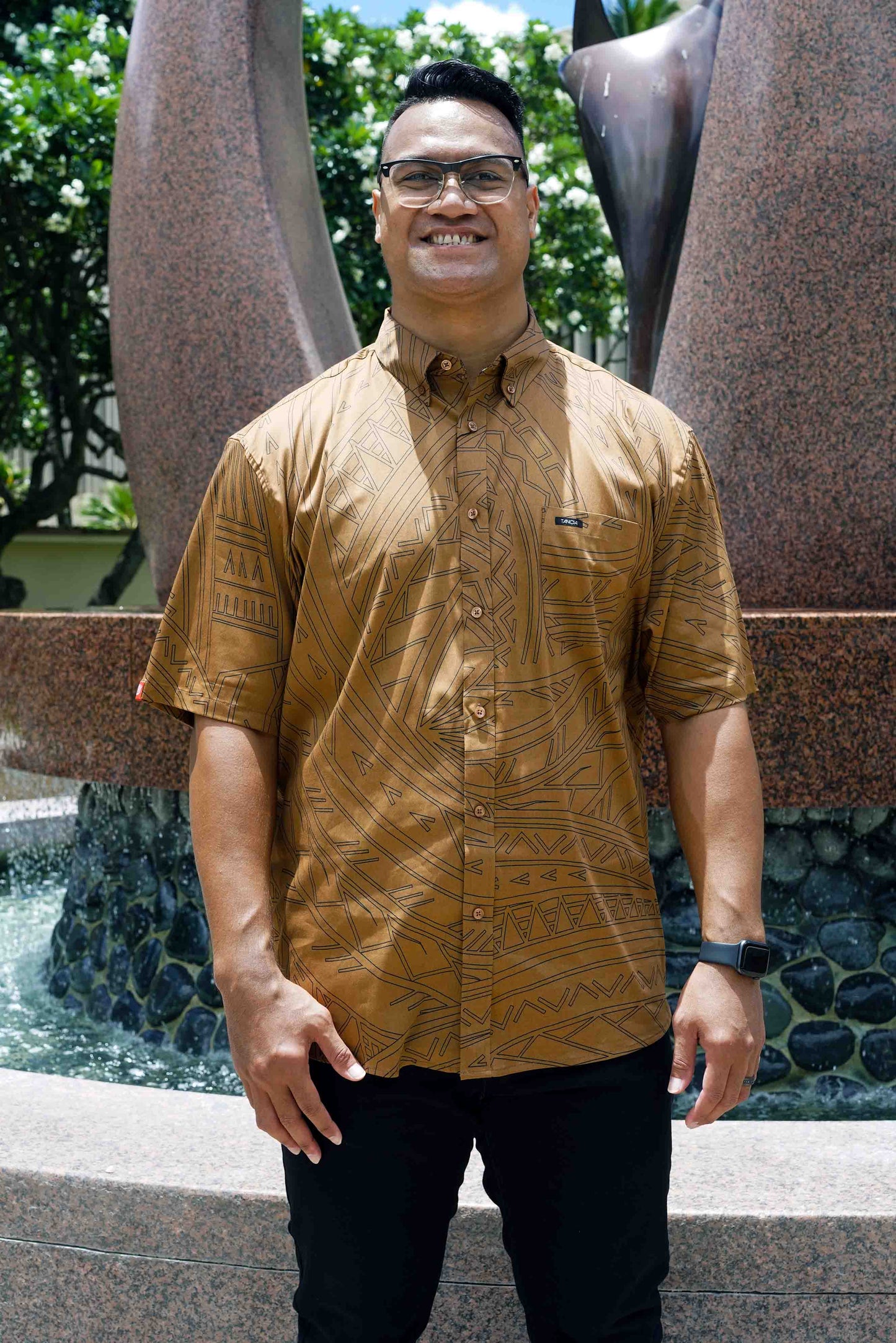 AFALAVA COTTON STRETCH TANOA SHIRT- TSCSS04