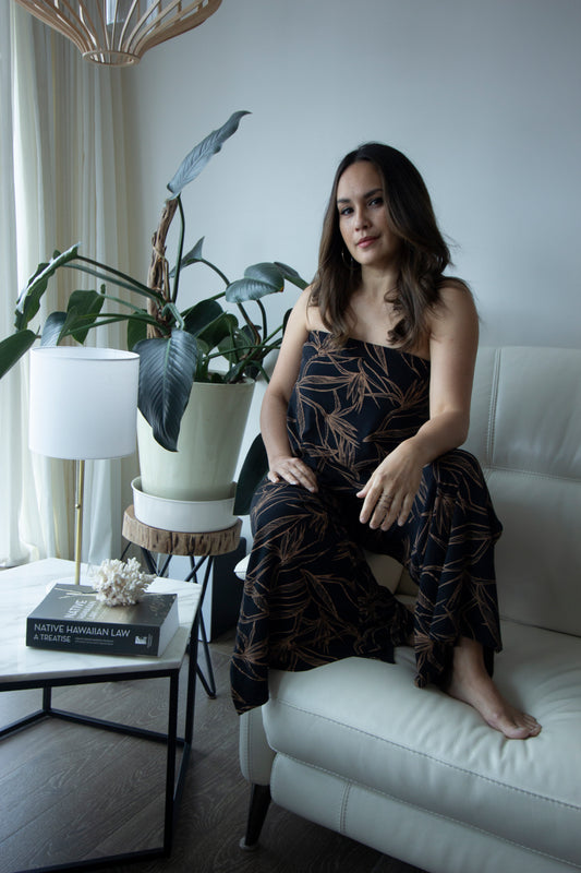 BIRD OF PARADISE LONG JUMPER TP117- BLACK