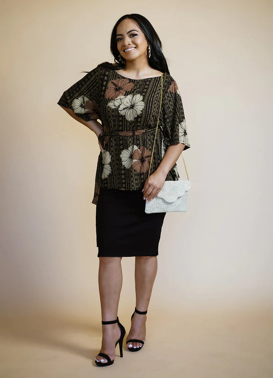 AUTE MALU FLUTTER TOP BLACK- TT134