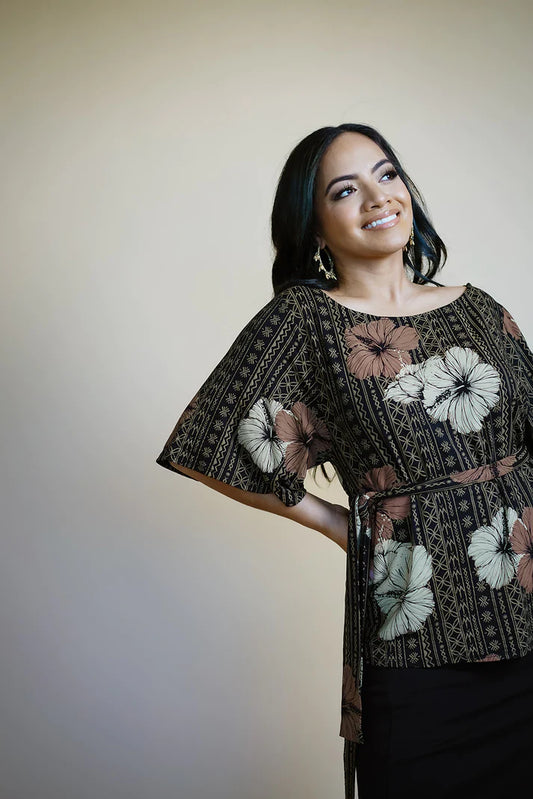 AUTE MALU FLUTTER TOP BLACK- TT134