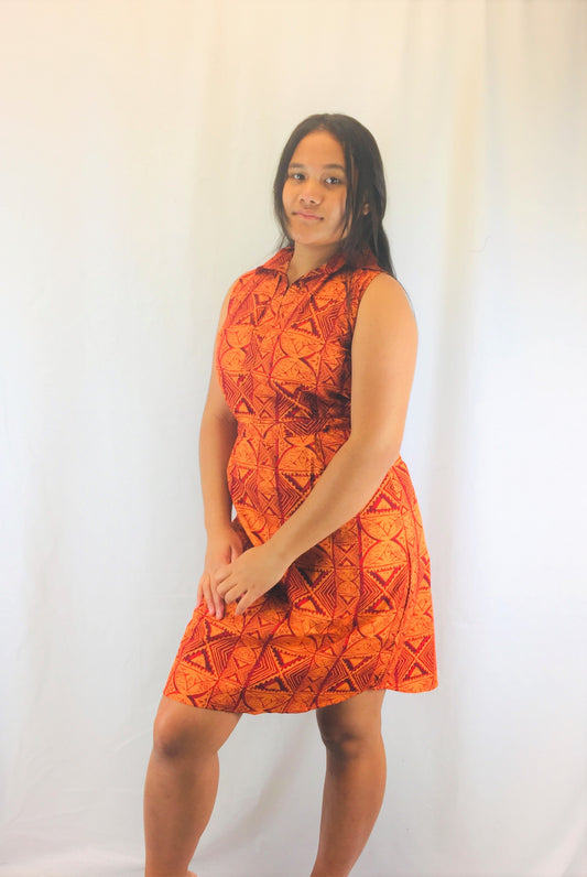Ladies Basic Dress-LD1244 Orange (ALL SALES FINAL)