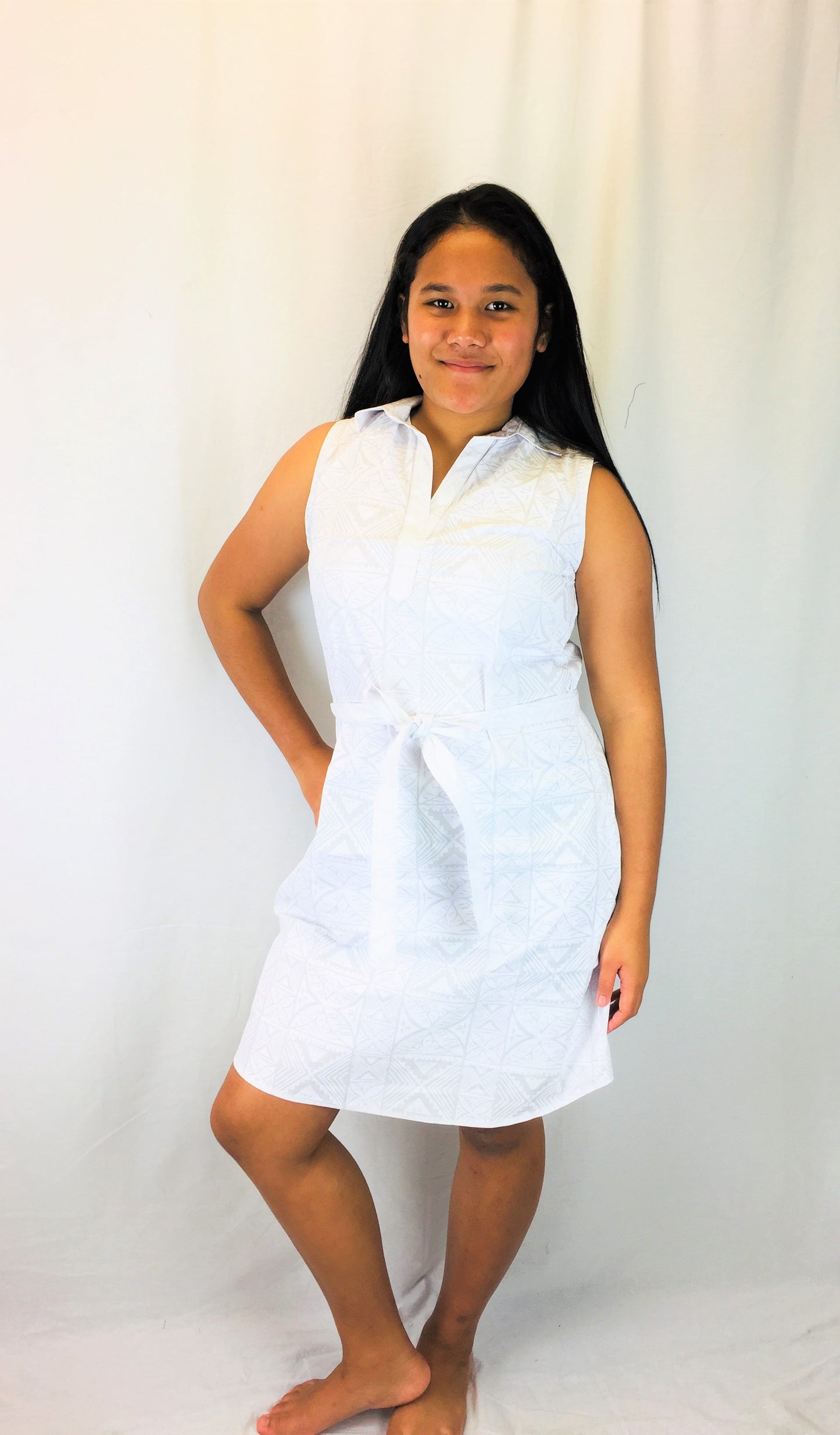 Ladies Basic Dress-LD1224 WHITE