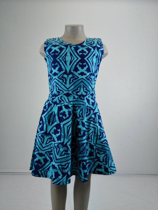 V-Back Girl's Dress LG1023 Navy/Jade