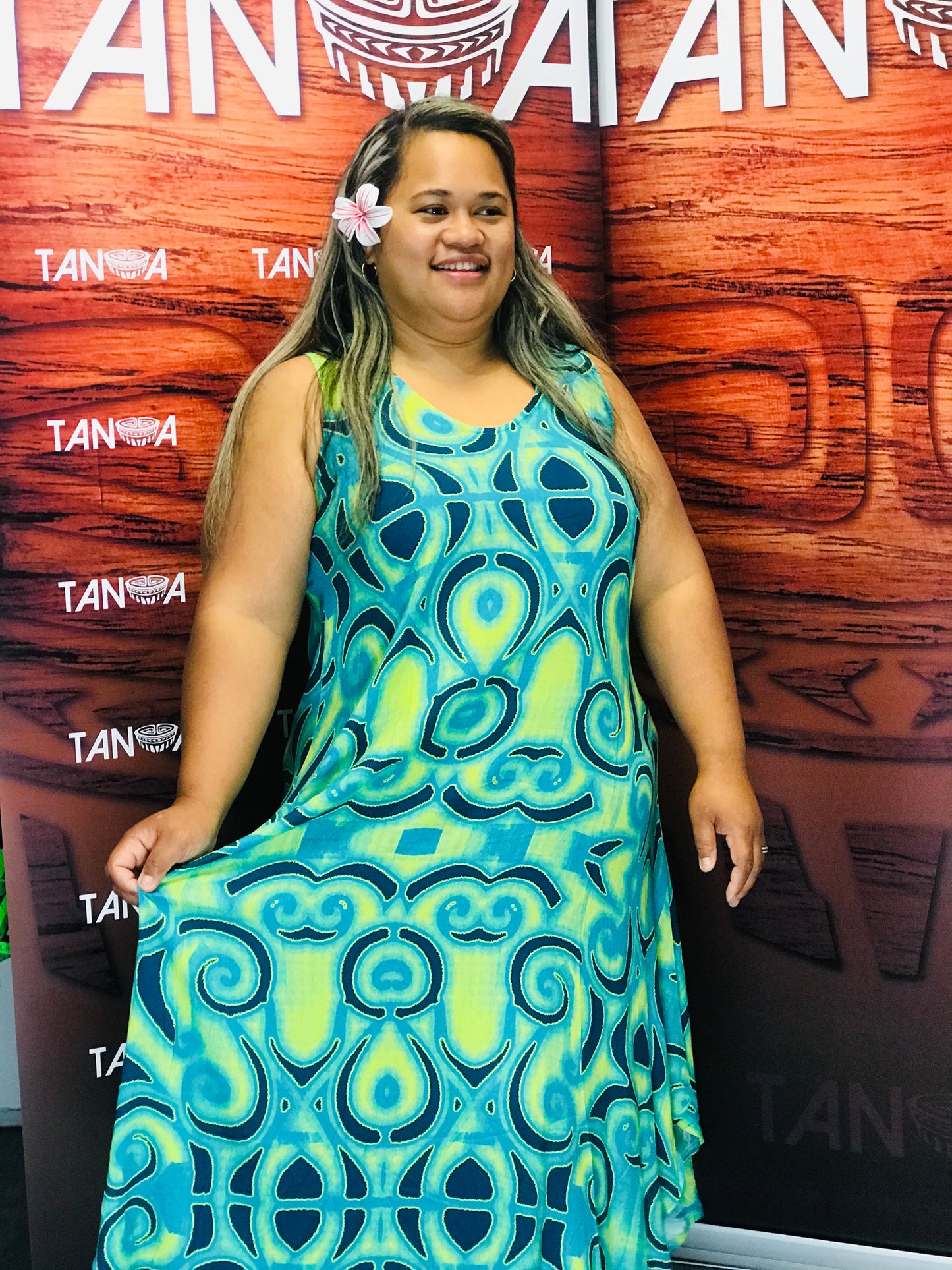 Akamu Ladies Valarie Dress-LD1257-Lime Navy (ALL SALES FINAL)