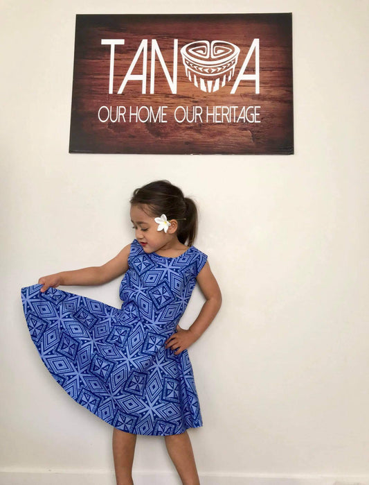 V-Back Girls Dress-LG1022 Blue