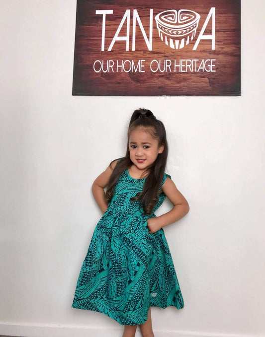 Girls Placket Dress-LG895-Green